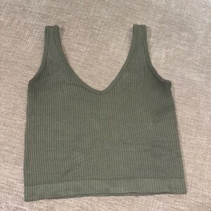 FREE PEOPLE Ribbed Green Tank Top